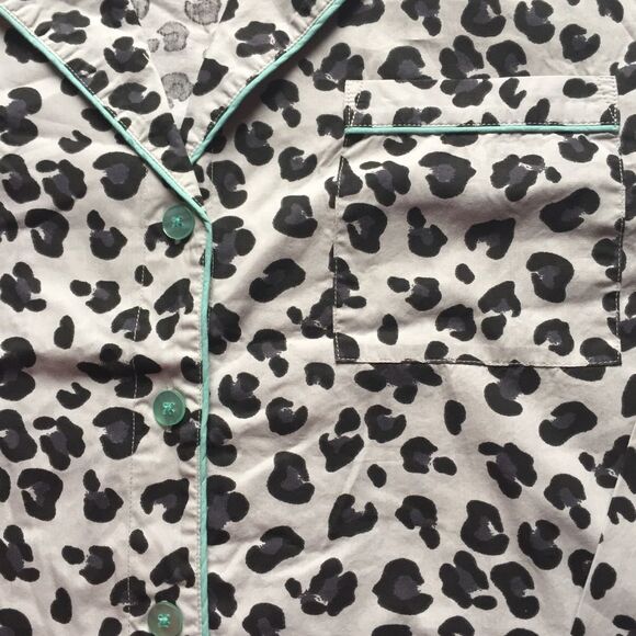NORDSTROM Swiss Dot Leopard Long Sleeve Button Down Pajama Sleep Top - Picture 7 of 8